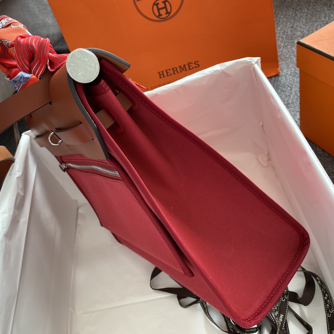 에르메스 에르백31 레드 브라운 은장